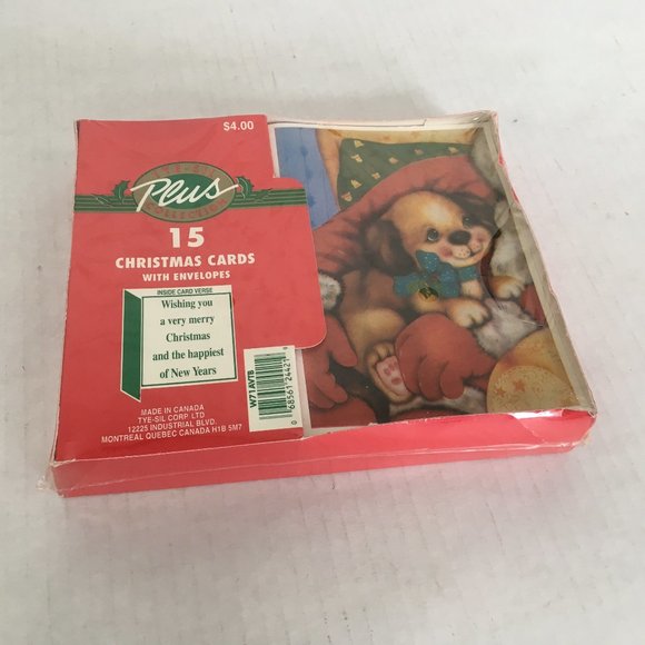 VTG Christmas greeting cards puppy on santas lap - Picture 7 of 7